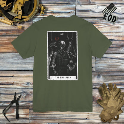 K-Factor Supply Co The Engineer Tarot (Back Print) T-Shirt Military Green / S