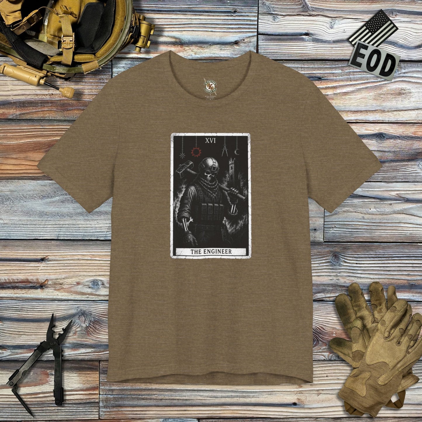 K-Factor Supply Co The Engineer Tarot T-Shirt Heather Olive / S