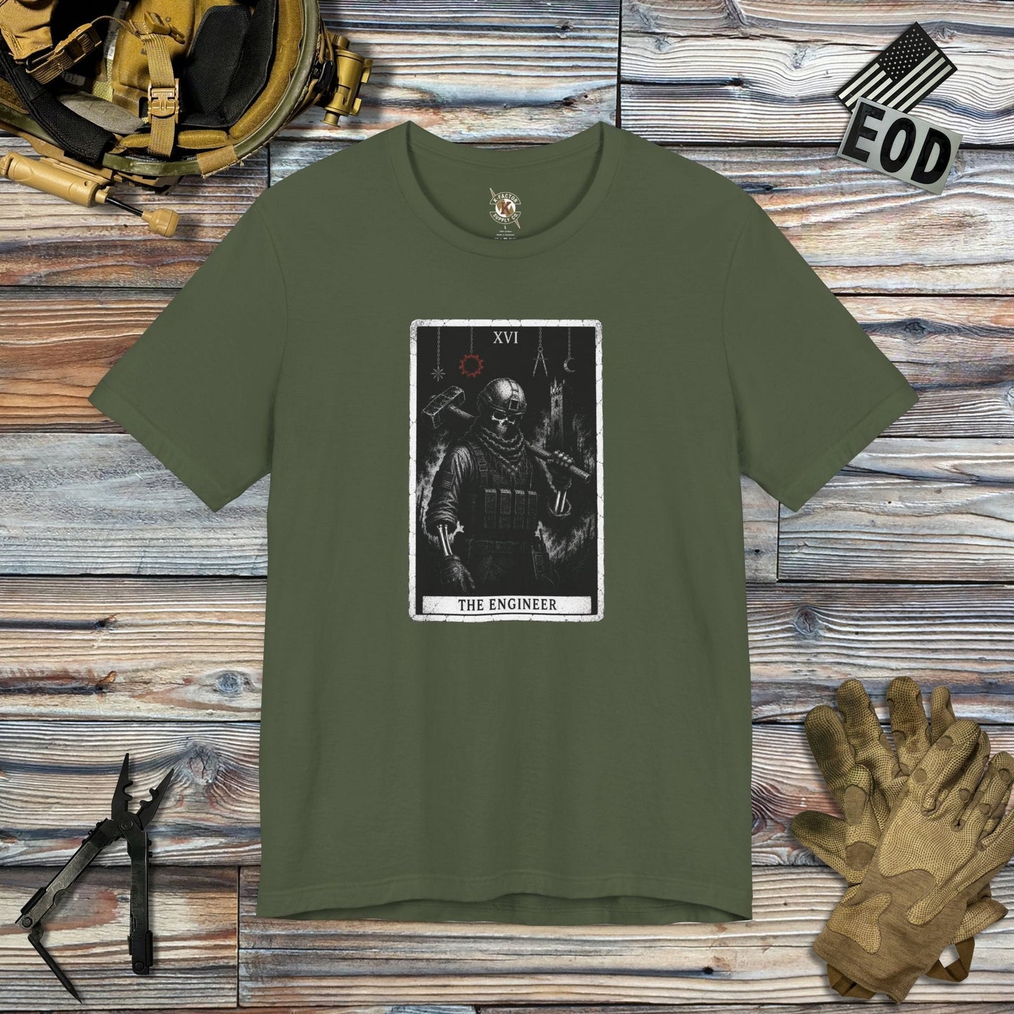 K-Factor Supply Co The Engineer Tarot T-Shirt Military Green / S