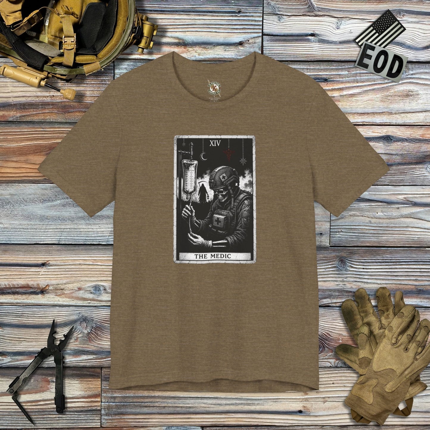 K-Factor Supply Co The Medic Tarot T-Shirt Heather Olive / S