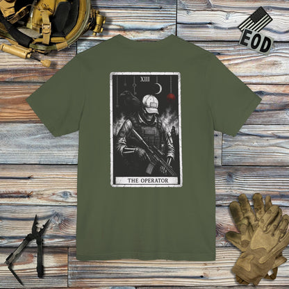 K-Factor Supply Co The Operator Tarot (Back Print) T-Shirt Military Green / S