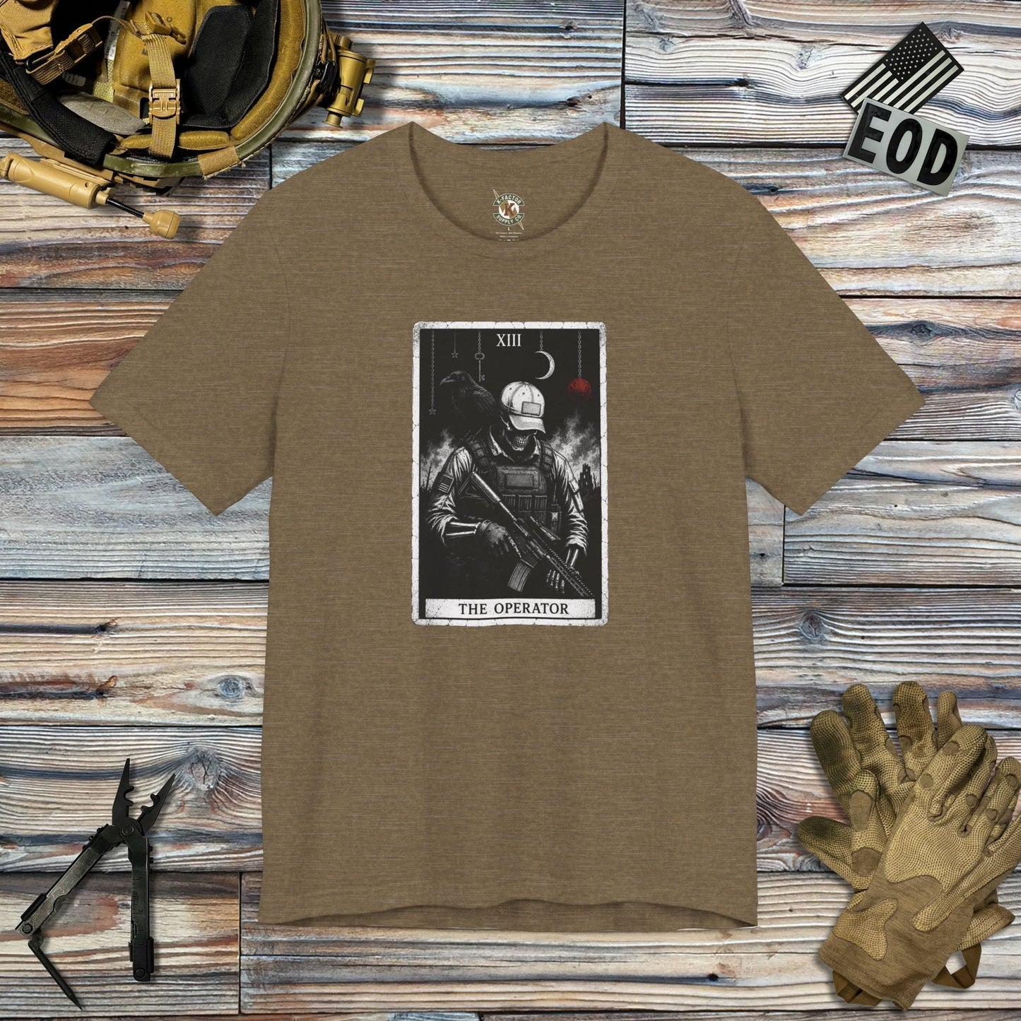 K-Factor Supply Co The Operator Tarot T-Shirt Heather Olive / S
