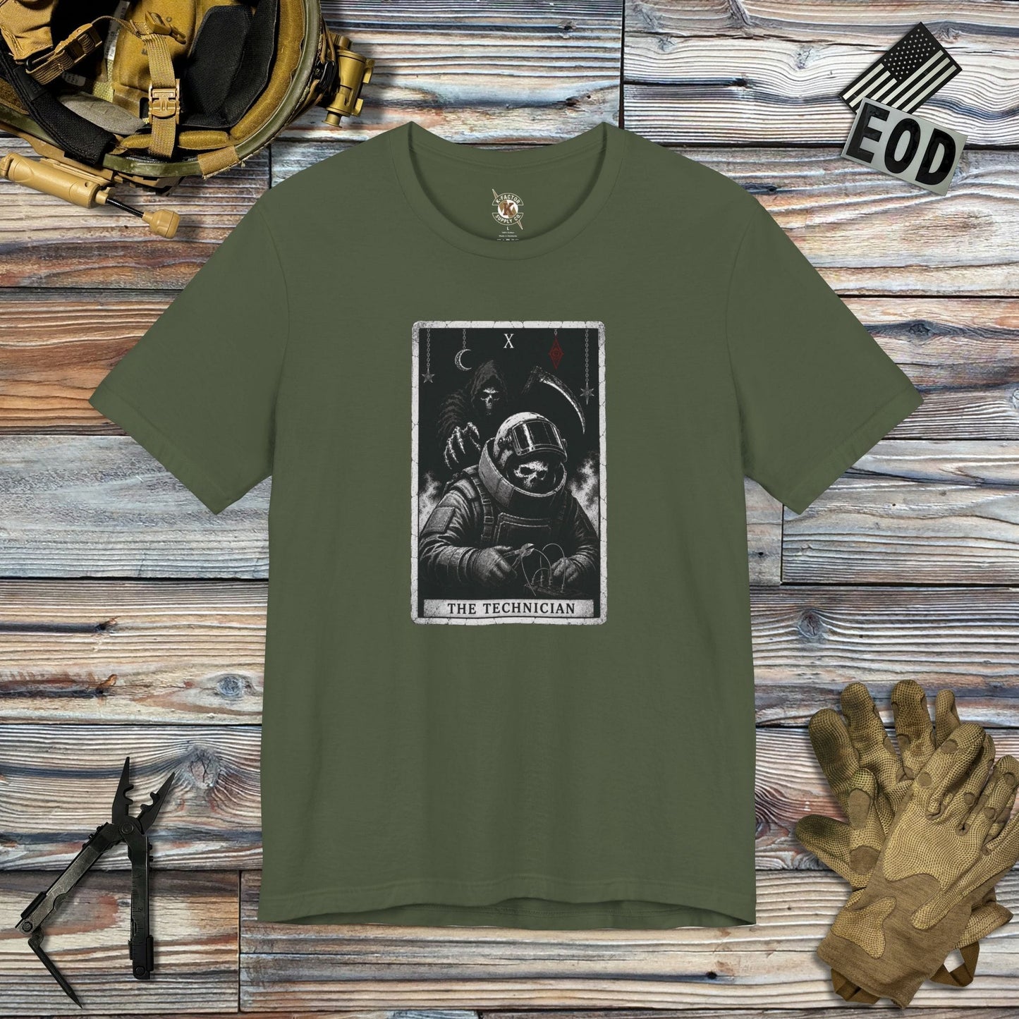 K-Factor Supply Co The Technician Tarot T-Shirt Military Green / S