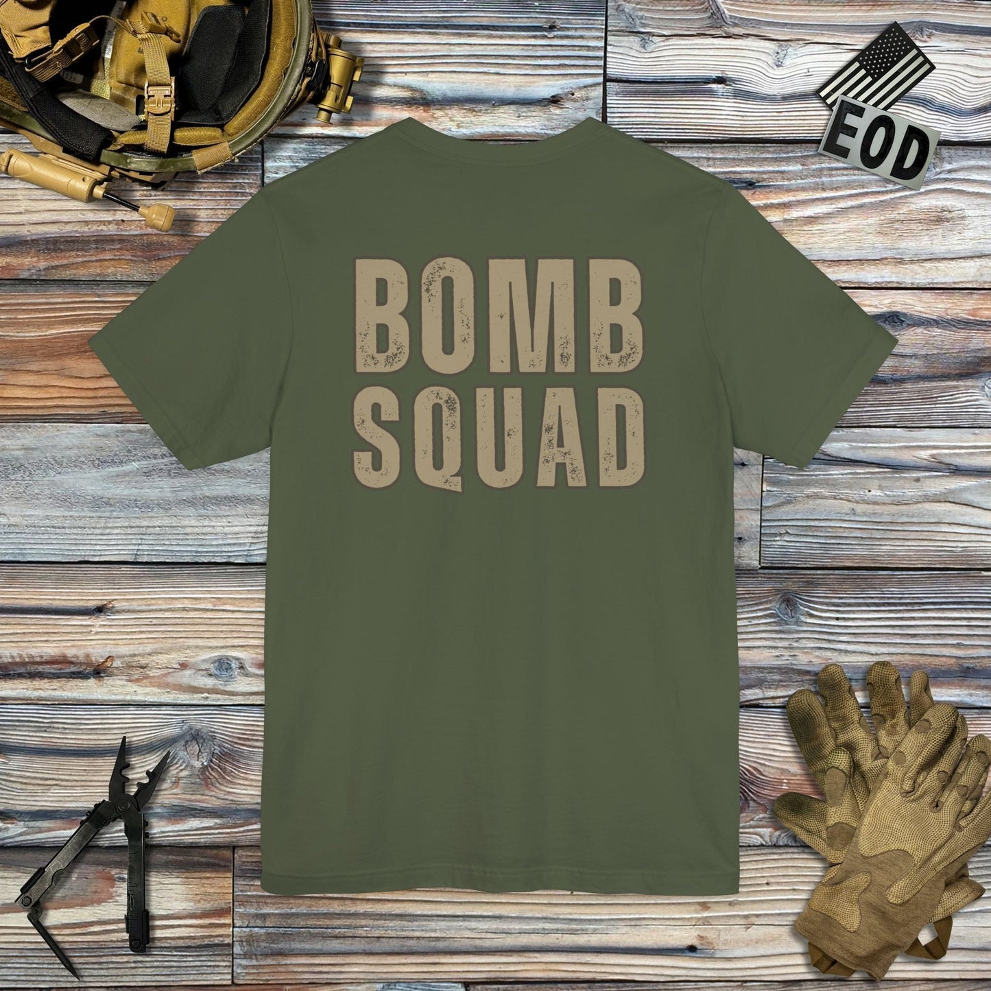 K-Factor Supply Co Traditional Bomb Squad - EOD (Back Print) T-Shirt Military Green / S