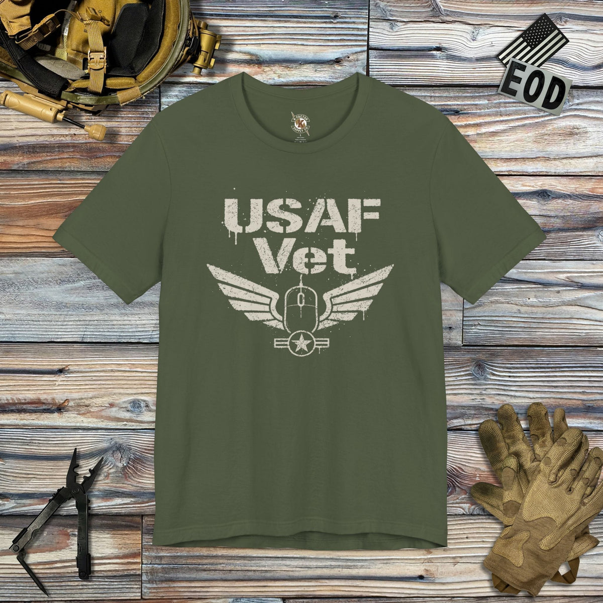 K-Factor Supply Co USAF Vet Mk 2 T-Shirt Military Green / S