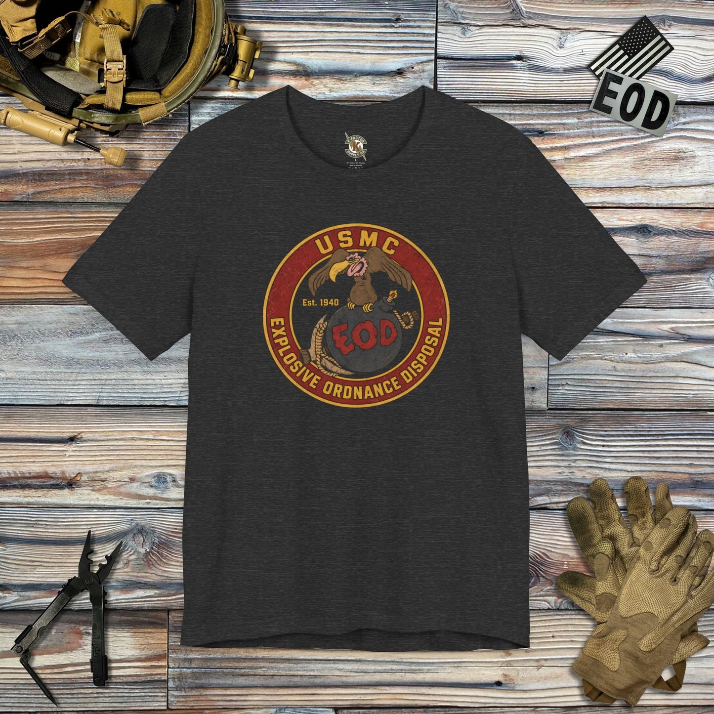 K-Factor Supply Co USMC BBP Icon T-Shirt Dark Grey Heather / S