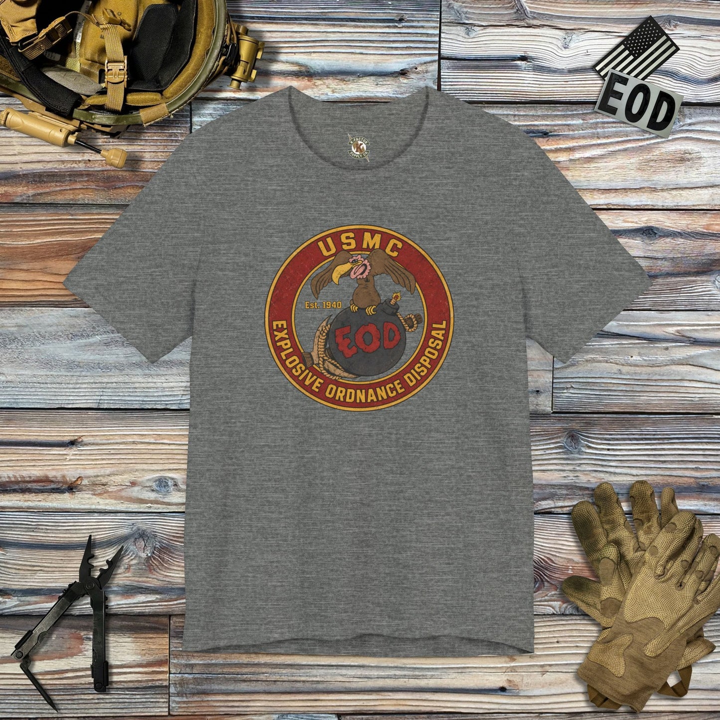 K-Factor Supply Co USMC BBP Icon T-Shirt Deep Heather / M
