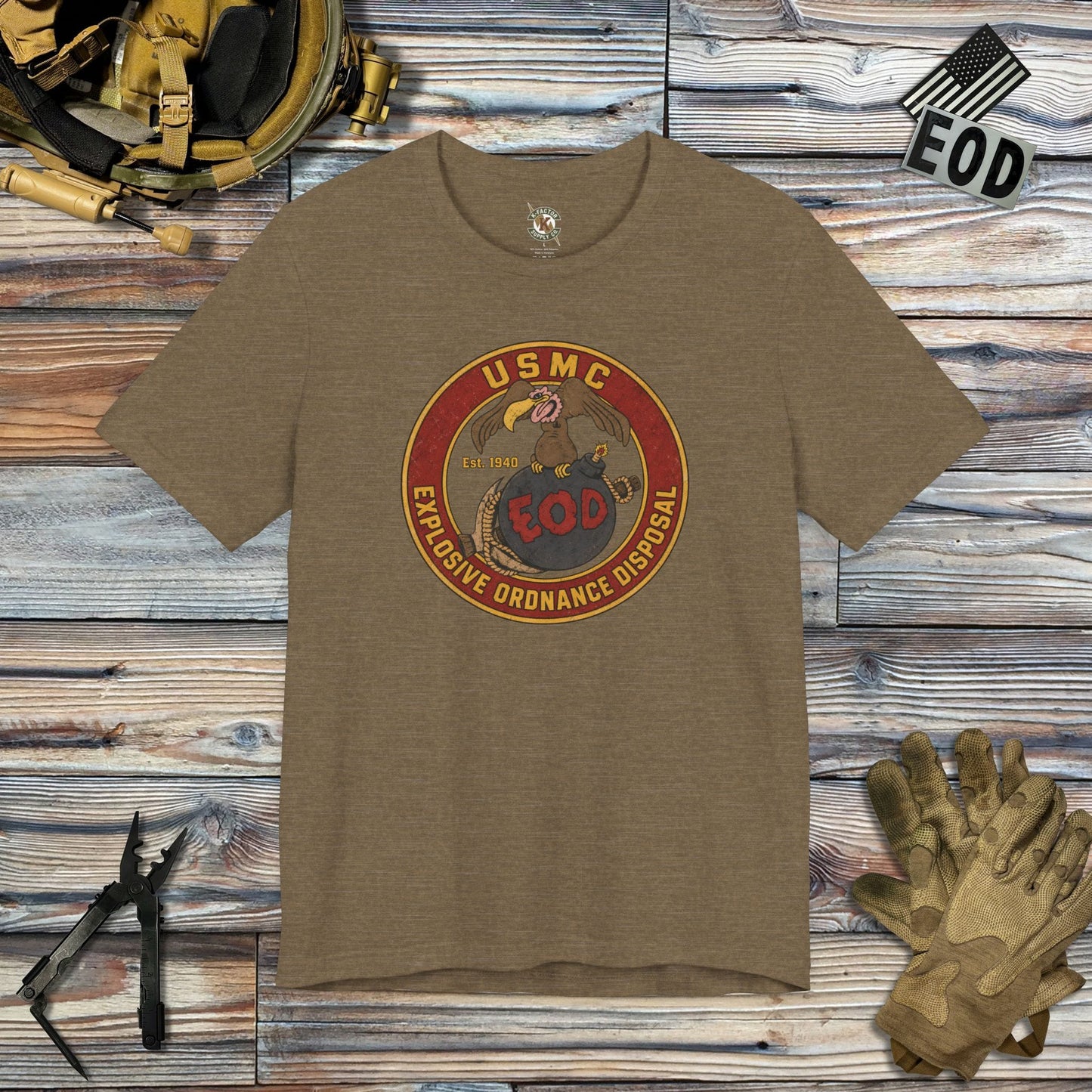 K-Factor Supply Co USMC BBP Icon T-Shirt Heather Olive / S