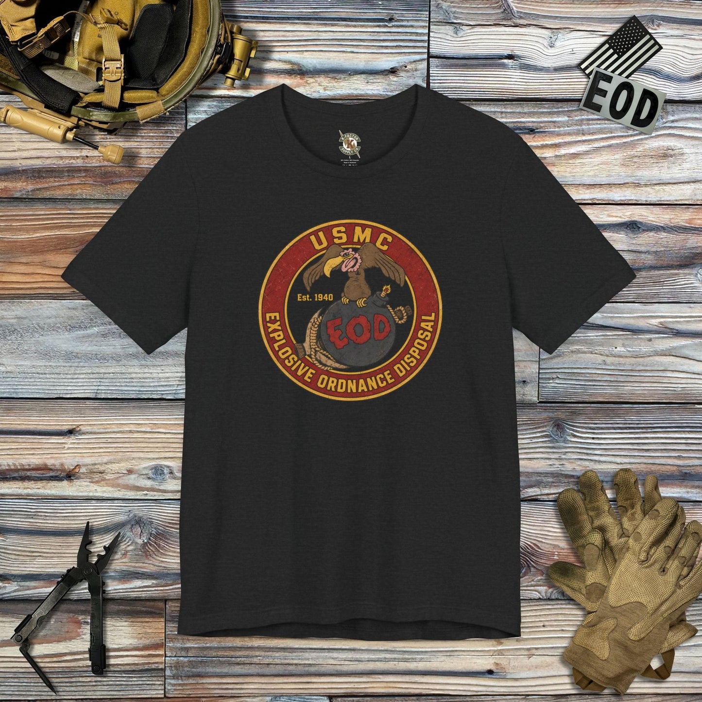 K-Factor Supply Co USMC BBP Icon T-Shirt Solid Black Blend / S