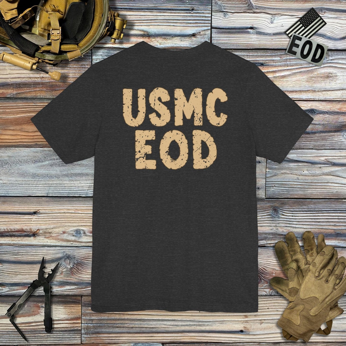 K-Factor Supply Co USMC EOD (Back Print) T-Shirt Dark Grey Heather / S