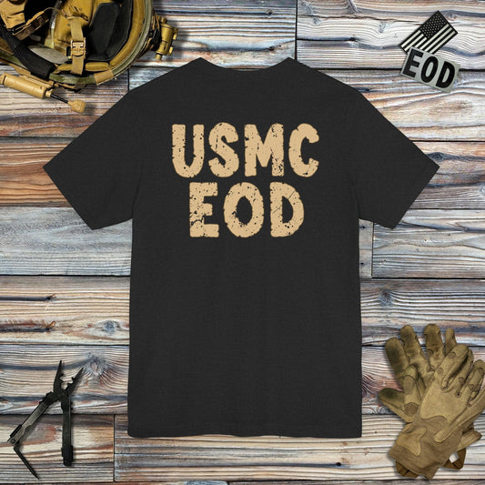 K-Factor Supply Co USMC EOD (Back Print) T-Shirt Solid Black Blend / S