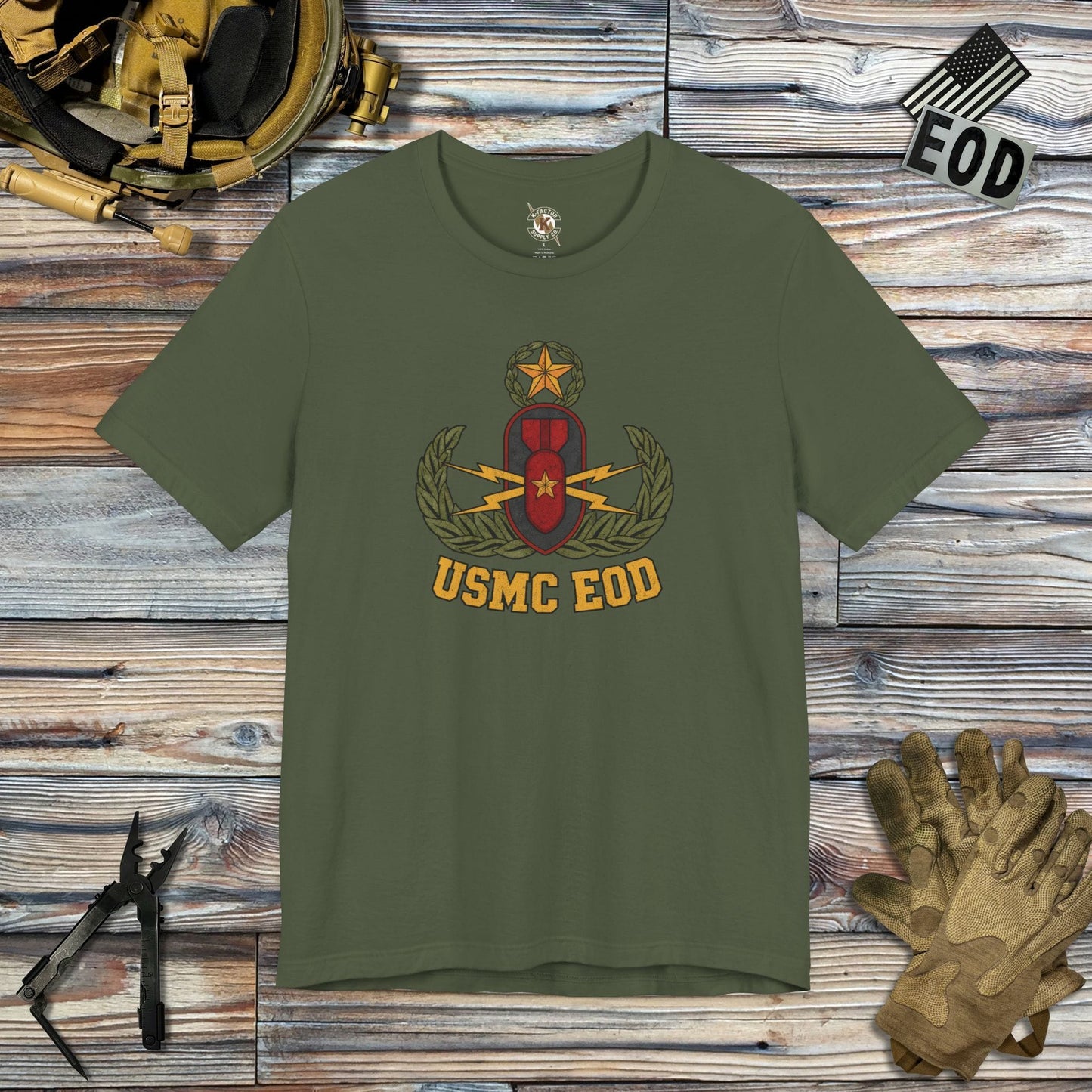 K-Factor Supply Co USMC EOD Crab T-Shirt Military Green / S