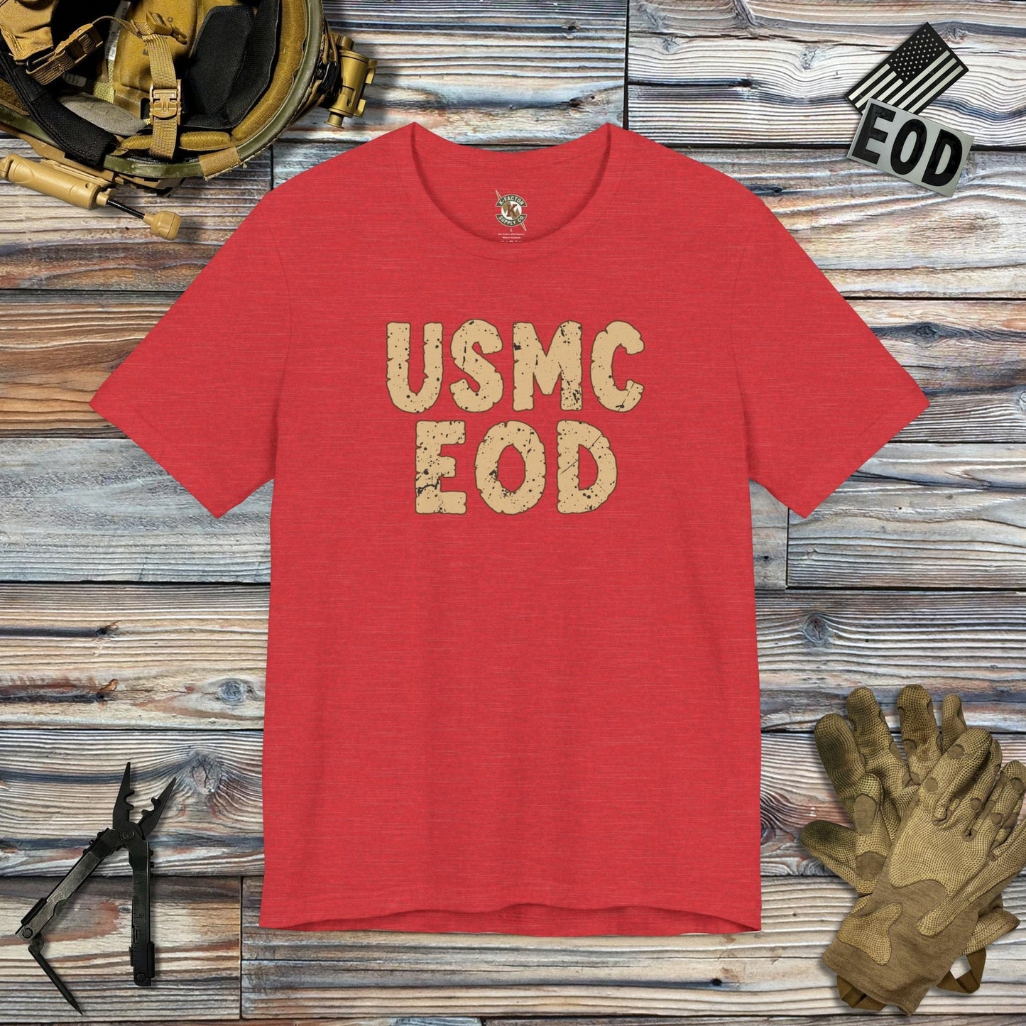 K-Factor Supply Co USMC EOD T-Shirt Heather Red / S