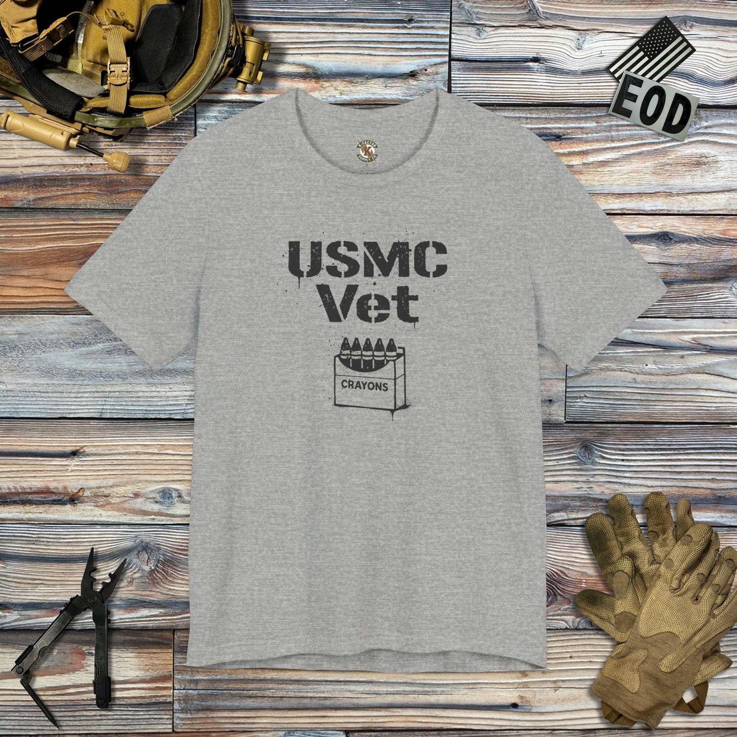 K-Factor Supply Co USMC Vet T-Shirt Athletic Heather / S