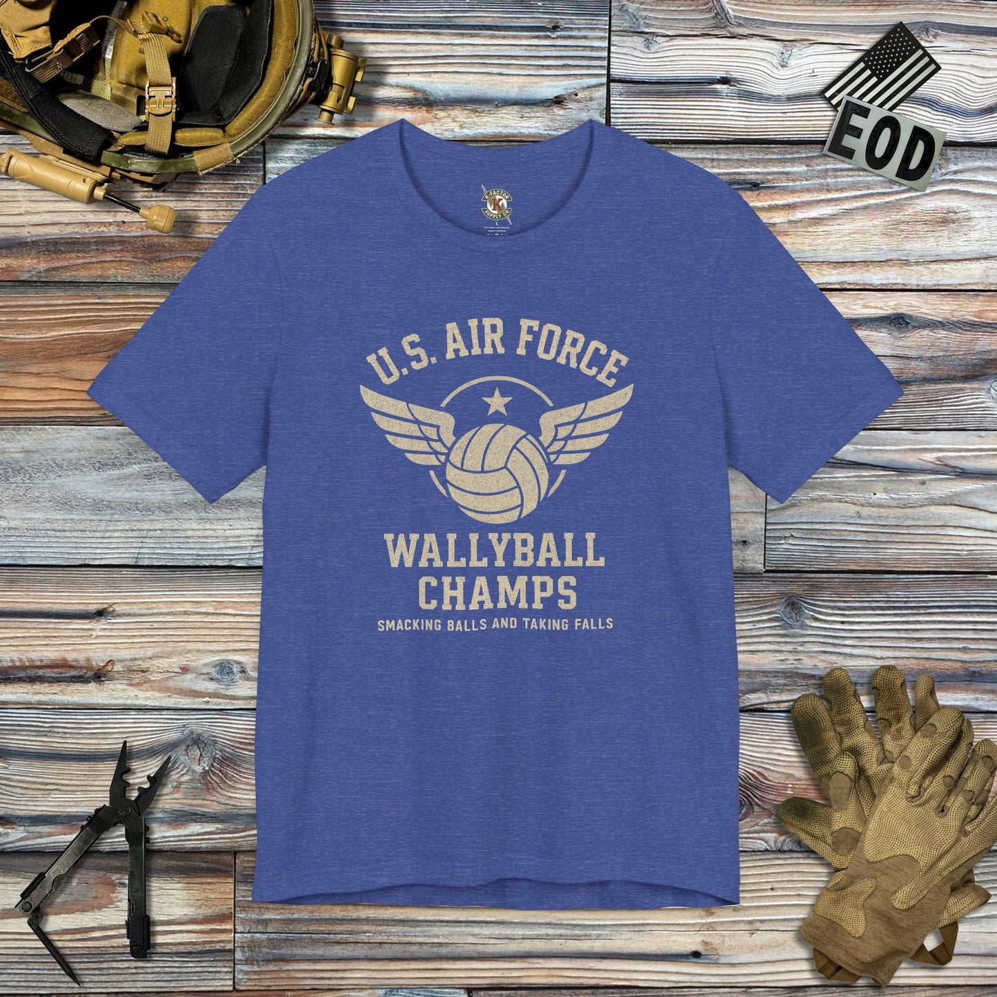 K-Factor Supply Co Wallyball Champs T-Shirt Heather True Royal / S