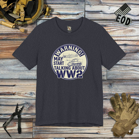 K-Factor Supply Co Warning - WW2 Buff Mk2 T-Shirt Heather Navy / S