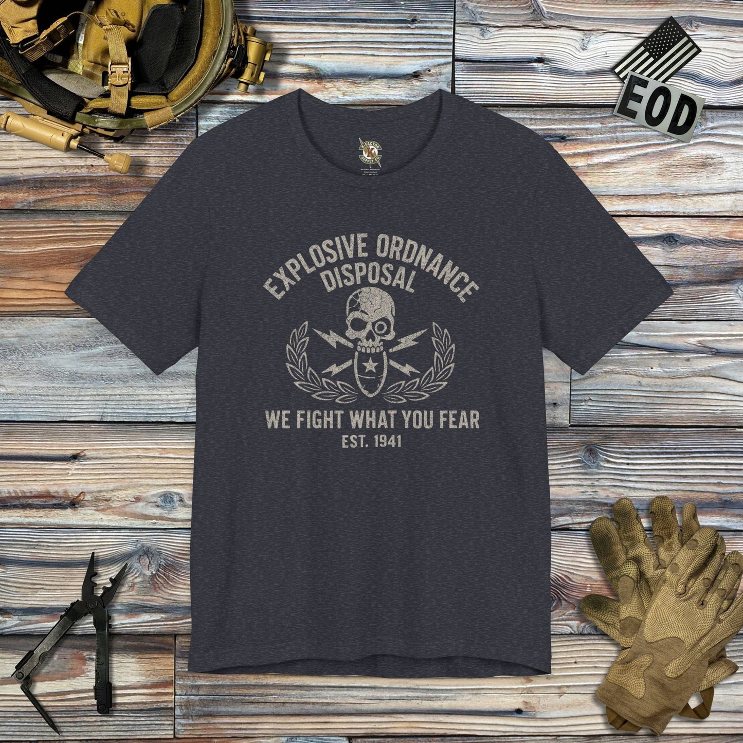 K-Factor Supply Co We Fight What You Fear T-Shirt Heather Navy / S