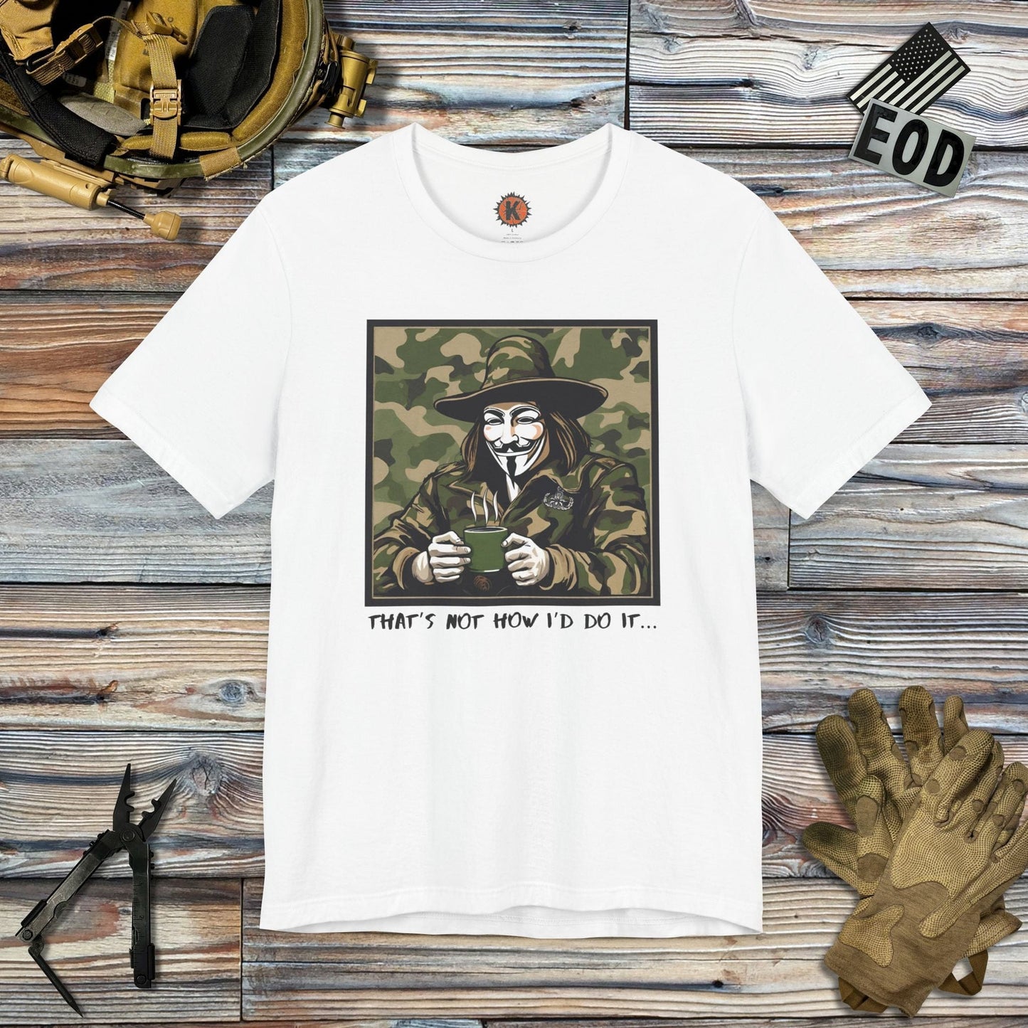 K-Factor Supply Co What the Fawkes Says (Camo) T-Shirt White / S