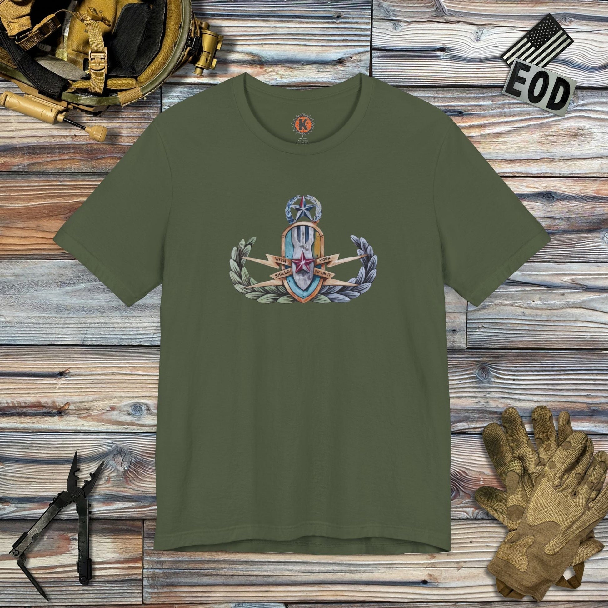 K-Factor Supply Co With Your Shield Crab T-Shirt Military Green / S