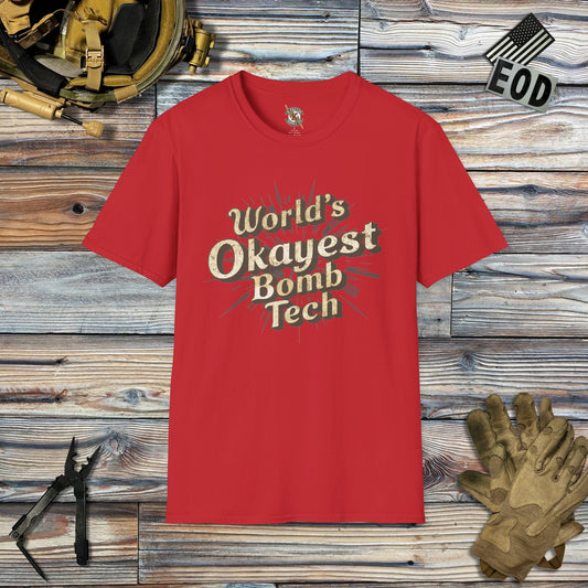 K-Factor Supply Co World's Okayest Bomb Tech Mk 1 (B+T) T-Shirt Red / 2XL