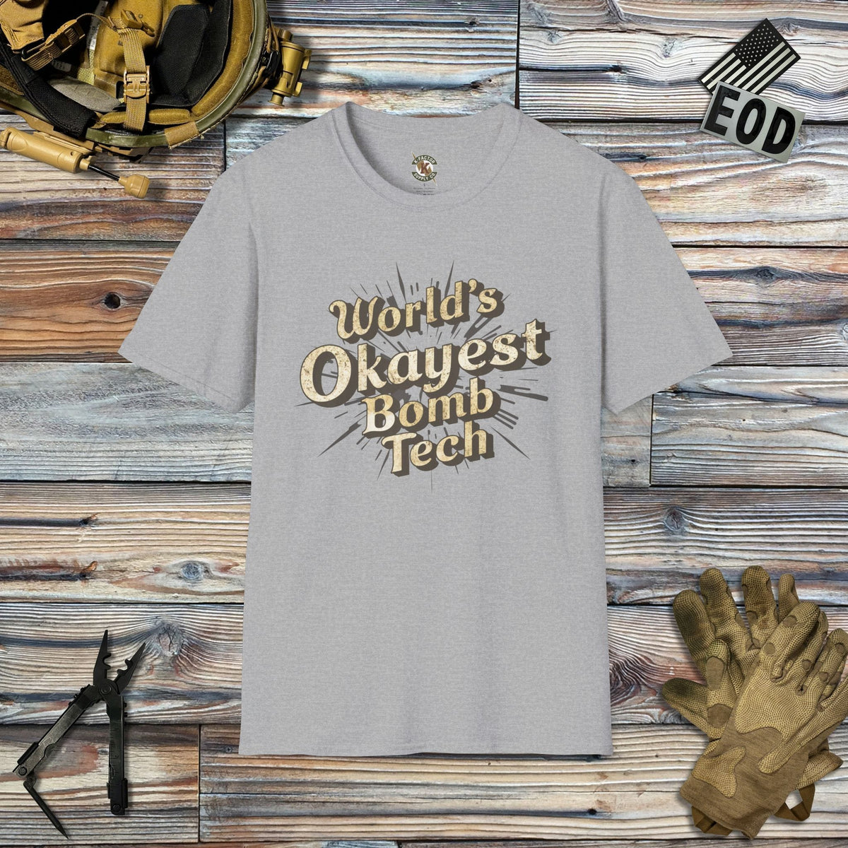 K-Factor Supply Co World's Okayest Bomb Tech Mk 1 (B+T) T-Shirt Sport Grey / 2XL
