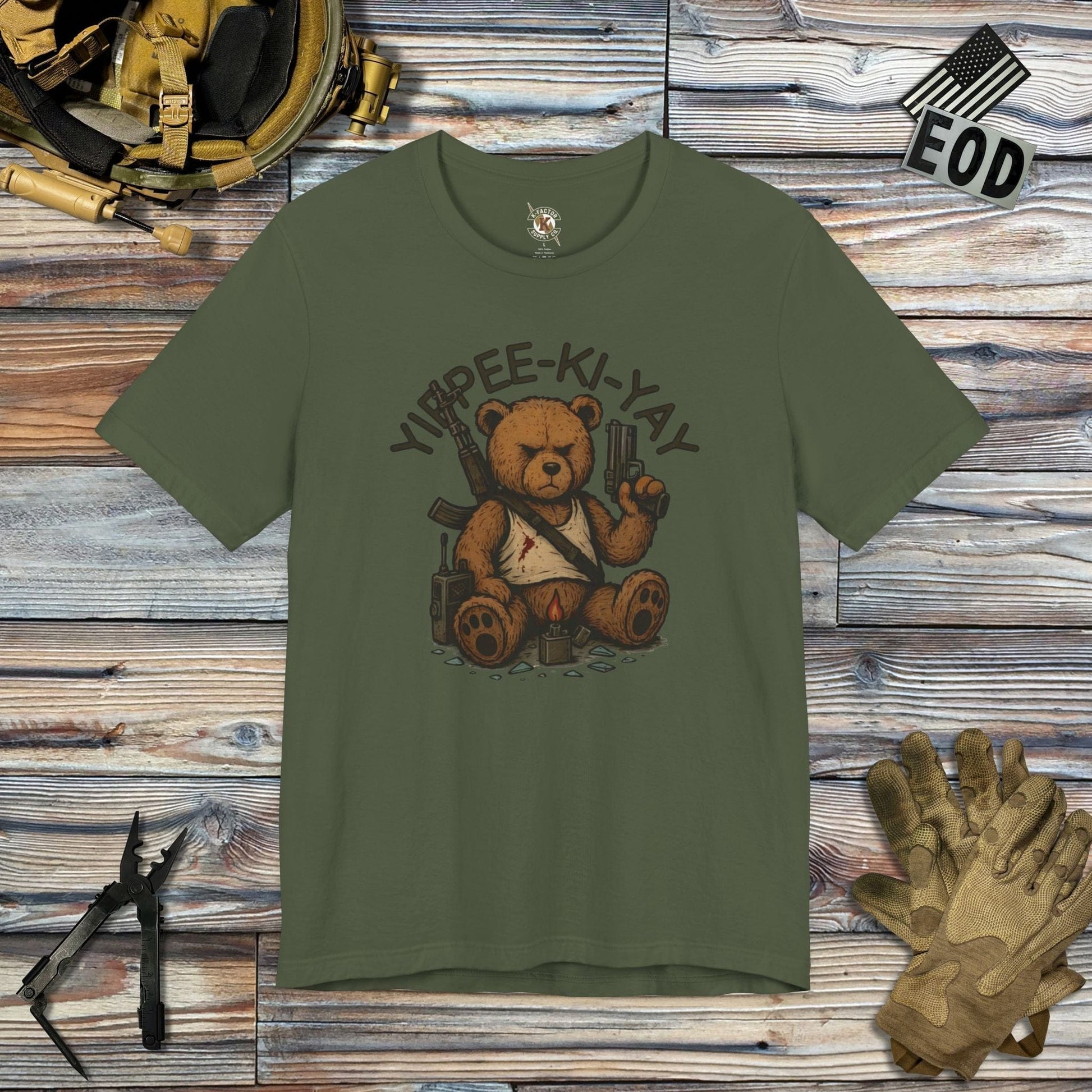 K-Factor Supply Co Yippee-Ki-Yay T-Shirt Military Green / S