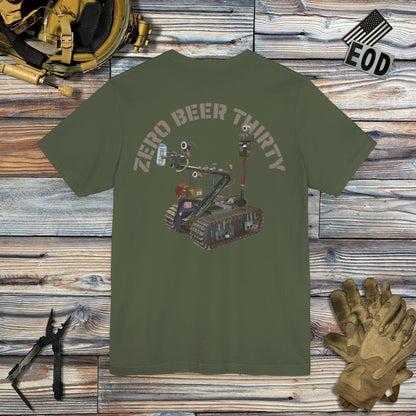 K-Factor Supply Co Zero Beer Thirty (Back Print) T-Shirt Military Green / S